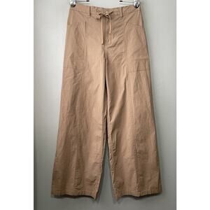 Wide Leg Utility Pants Size Medium Poplin High Rise Drawstring Lagenlook Baggy